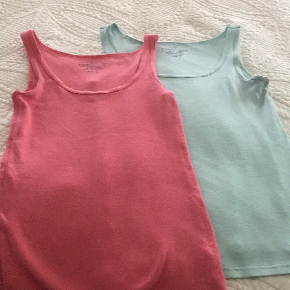 Two tank tops (Size M & L) Lt Teal & Coral